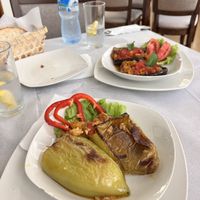 Stuffed peppers and eggplant   at Restaurant Caka in Bajram Curri