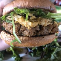 Dee’s burger (house-made vegan patty) at Bridge in Westerly