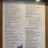 Menu at Bridge in Westerly