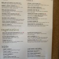 Menu at Bridge in Westerly
