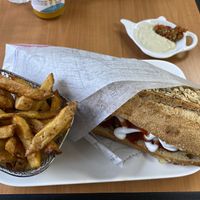 Vegan sausage sandwich! at V&V House in Marseille