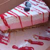 Cheesecake - a light fluffy strawberry-infused deliciousness at Treis Laloun -Τρεις Λαλούν in Athens