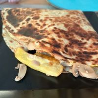 Savoury crepe with mushrooms cheese and chips   at Treis Laloun -Τρεις Λαλούν in Athens