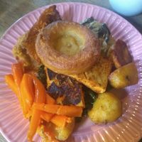 Roast 'pork' tofu and crackling at LD's Kitchen in Bristol