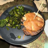 Vegan beyond burger was not even served warm…& seemed flavorless.. broccolini was very 🧂 salty… no bueno  at Max's South Seas Hideaway in Grand Rapids