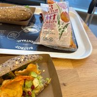 Really good vegan sandwich that tastes better with vegan Dutch crisps!  at AMS - Amsterdam Bread Company in Schiphol