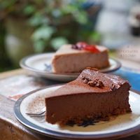 Vegan chocolate mouse cake and strawberry cheese cake.  at Le Coccole in Osaka