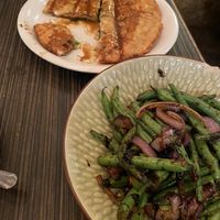 Scallion pancake and green beans at House of Nanking in San Francisco