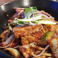 Udon Noodles with homemade BBQ Sauce and vegetables at U Petra in Chrudim