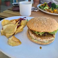 Tempeh burger at Bancha in Portimao