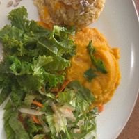 Bulgur with salad and lentil purée   at Bancha in Portimao