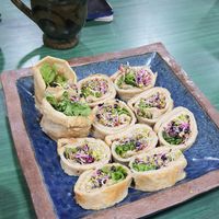 Buckwheat Pancakes with sprouts (Saessak Jeonbyeong 새싹전병) at Memil Eondeok - 메밀언덕 in Seoul