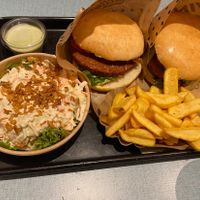 Burgers & coleslaw  at Swing Kitchen in Innsbruck