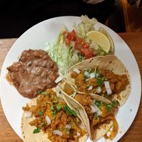 Tacos with vegano chorizo - tasted ok. at Ta'Cabrón Taqueria in Berlin