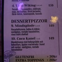 Menu at Bakgården in Karlstad