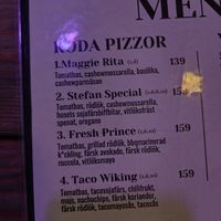 Menu at Bakgården in Karlstad