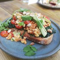 Spicy peanut scrambled eggs at The Bay Tree in Holywood