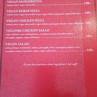 The vegan options, nicely grouped at Le Cardinal in Ystad