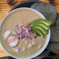 Pozole at Mictlan Antojitos Veganos in Mexico City