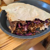 Tlayuda at Mictlan Antojitos Veganos in Mexico City
