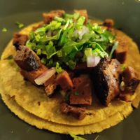 Seitan chuleta taco at Mictlan Antojitos Veganos in Mexico City