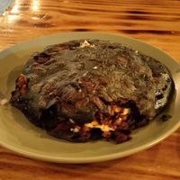 Delicious chicharrón gordita with cheese at Mictlan Antojitos Veganos in Mexico City