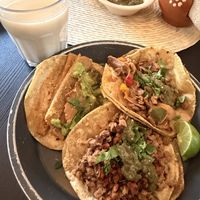 Tacos de milanesa, campechano y discada.  at Mictlan Antojitos Veganos in Mexico City