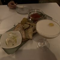 Another shot of caviar and cocktail - they have Aquafaba cocktails! at Elizabeth's in Washington