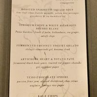 menu! at Elizabeth's in Washington