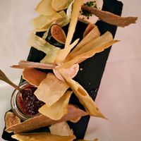 Almond brie, cashew blue, macadamia nut ricotta. With fig and crackers. Best cheese I've had at Elizabeth's in Washington