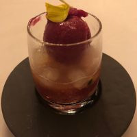 Shiraz-sake granita with been sorbet at Elizabeth's in Washington