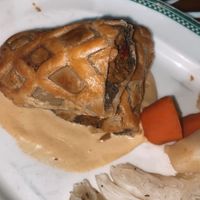 no more shepherds pie- there’s a field roast sausage in pastry now  at Universal Studios - Finnegan's Bar & Grill in Orlando