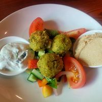 Falafel and Homous. at The Harbour in Caernarfon