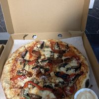 All the Veg-an pizza   at Woody's Pizza in Todmorden