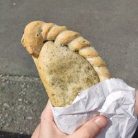 Vegan chickpea curry pasty at The Port Cafe in Porthmadog