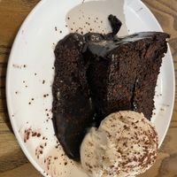 Vegan Chocolate cake and ice cream  at The Crooked Billet in Tadcaster