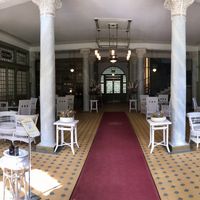 Entrance to the hotel lobby. Restaurant is on the left side. at Kurhaus Bergün in Bergun
