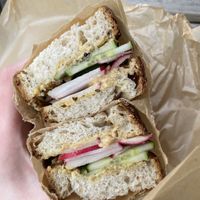 hummus toast   at GreenPot in Brooklyn