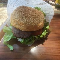Vegan burger (make sure you ask for no mayo on your burger) at Bistro Hladovina in Plitvicka Jezera