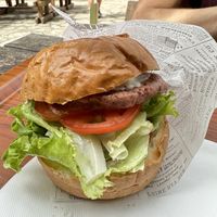 Veganiski burger with vegan mayo  at Bistro Hladovina in Plitvicka Jezera