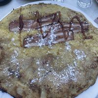 Vegan duo pannenkoek, vegan spek met kaas en appel   at Pannekoekhuis De Nachtegaal in Rotterdam