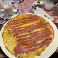 Vegan bacon and cheese pancake  at Pannekoekhuis De Nachtegaal in Rotterdam