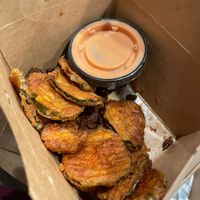Fried pickles! sorry, I  ate them before taking this picture. 😅😩😢 at Solár: A Vegan Eatery in Tempe