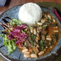 Refugiado de feijão branco e cogumelos at Green Point in Aveiro