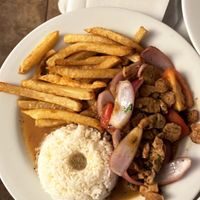 Vegan lomo saltado with soy meat   at Inka in Palm Springs