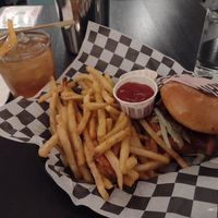 Burger with homemade bac'n and an old fashioned  #Veganuary at FRANCIS in Minneapolis