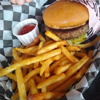 Vegan juicy Lucy on gf bun at FRANCIS in Minneapolis