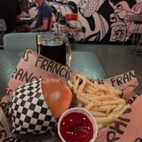 The classic Burger and Fries with a rootbeer at FRANCIS in Minneapolis