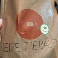 They clearly label the vegan options!  at Seize The Bagel - Cascade Park in Vancouver