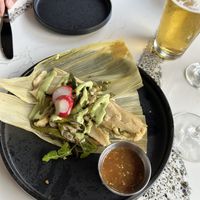 Vegan mushroom and pepper tamalees  at Tac/Quila in Palm Springs